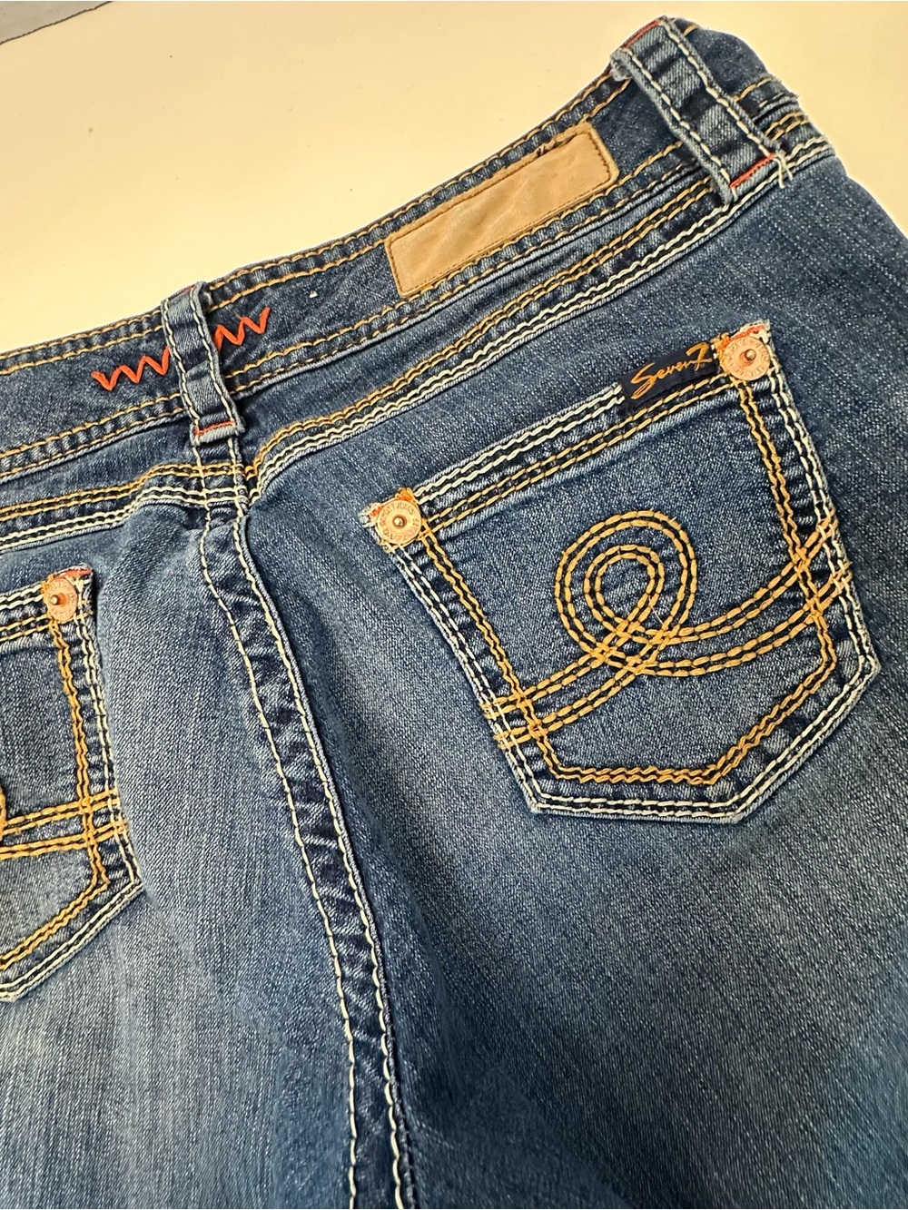 Women’s Dark Blue Embellished Pocket Jeans x3 size 10 1 pair capri, boot cut - Picture 6 of 16